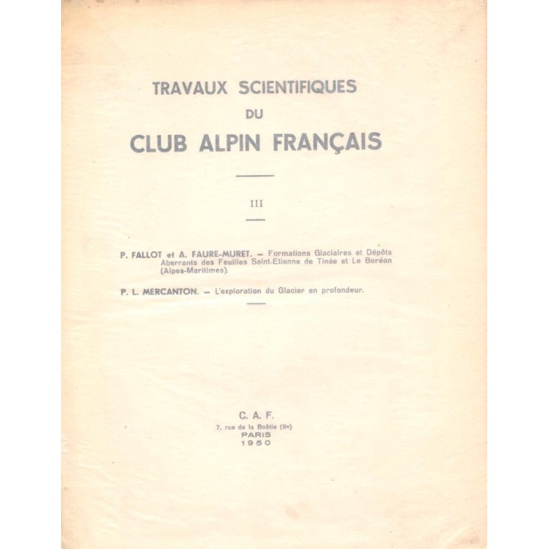 Travaux scientifiques du club alpin français - Alpes-Maritimes