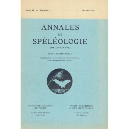 Annales de spéléologie, Fascicule 4, Octobre 1949